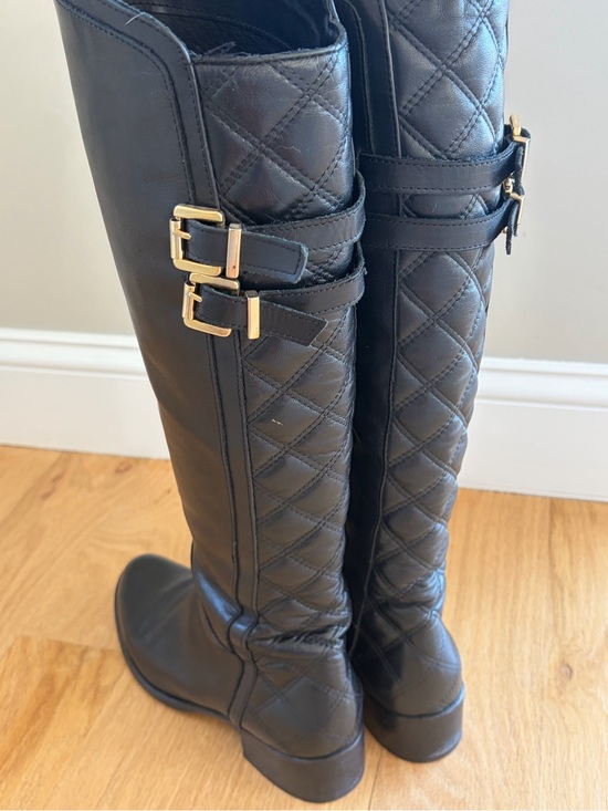 Stelle Monelle Shoes - Stelle Monelle Made in Italy Black Leather Quilted Tall Riding Boots EU 39